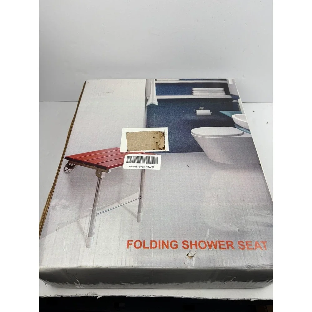 JCWANGDEFU Folding Wall-Mounted Shower Seat White 350 Lb Capacity Adjustable‎